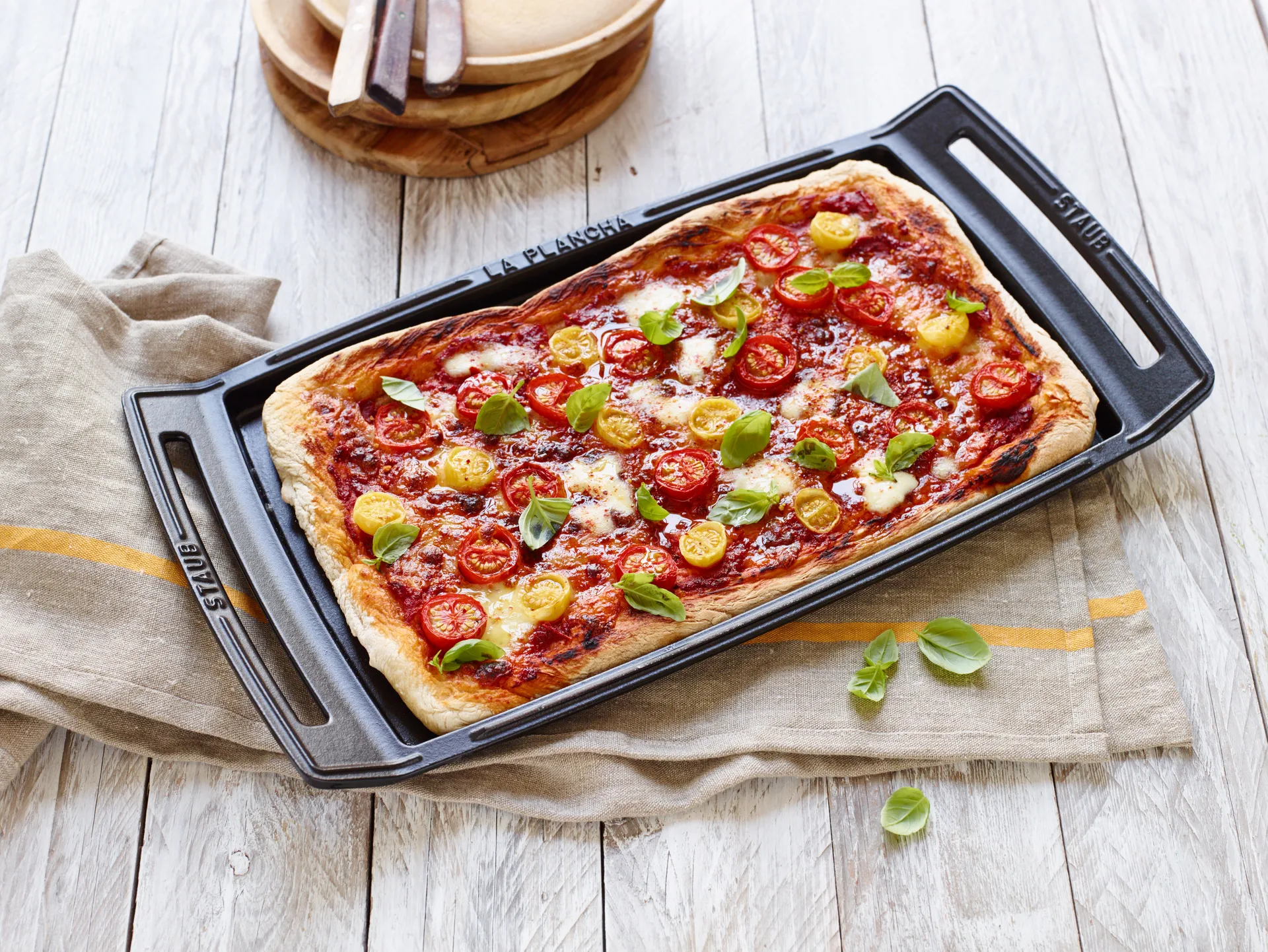 Staub Teppanyaki grelha de ferro fundido com alças 38x25 cm, Preto STAUB