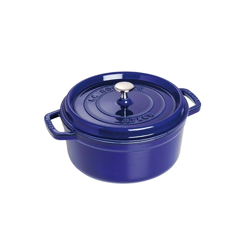 Travessa para forno redonda Staub Três camadas de esmalte 3,8 l, azul escuro STAUB