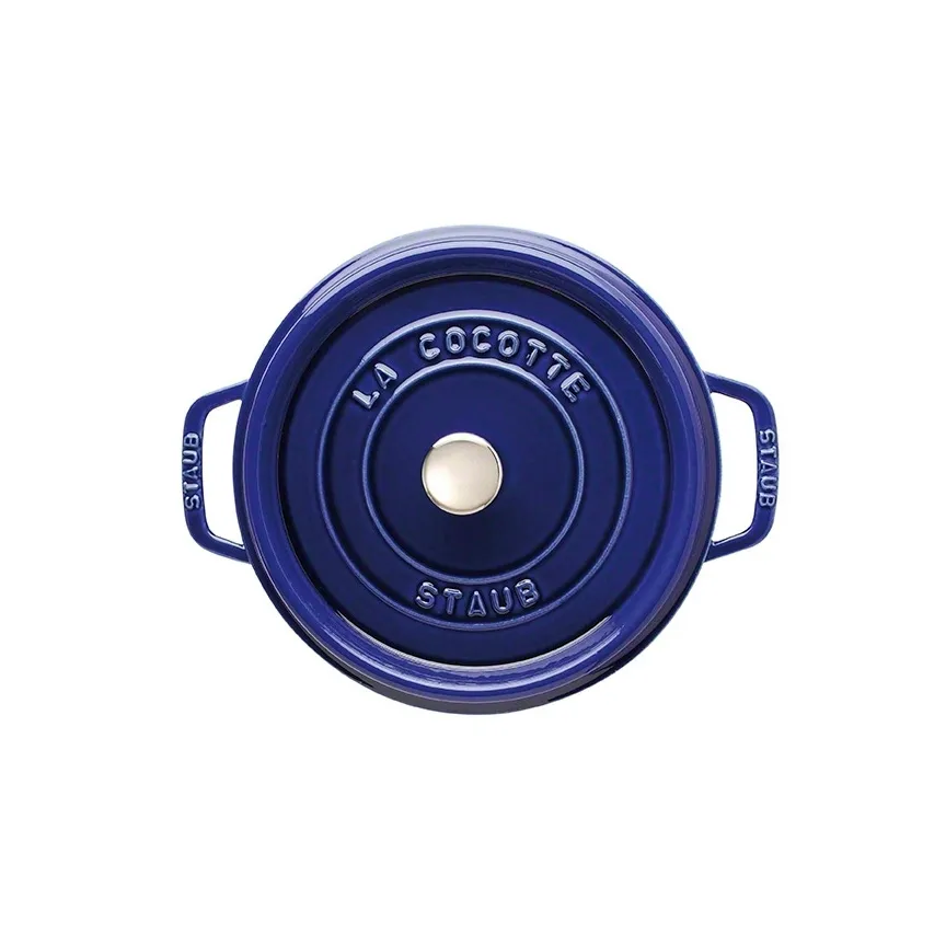 Travessa para forno redonda Staub Três camadas de esmalte 3,8 l, azul escuro STAUB