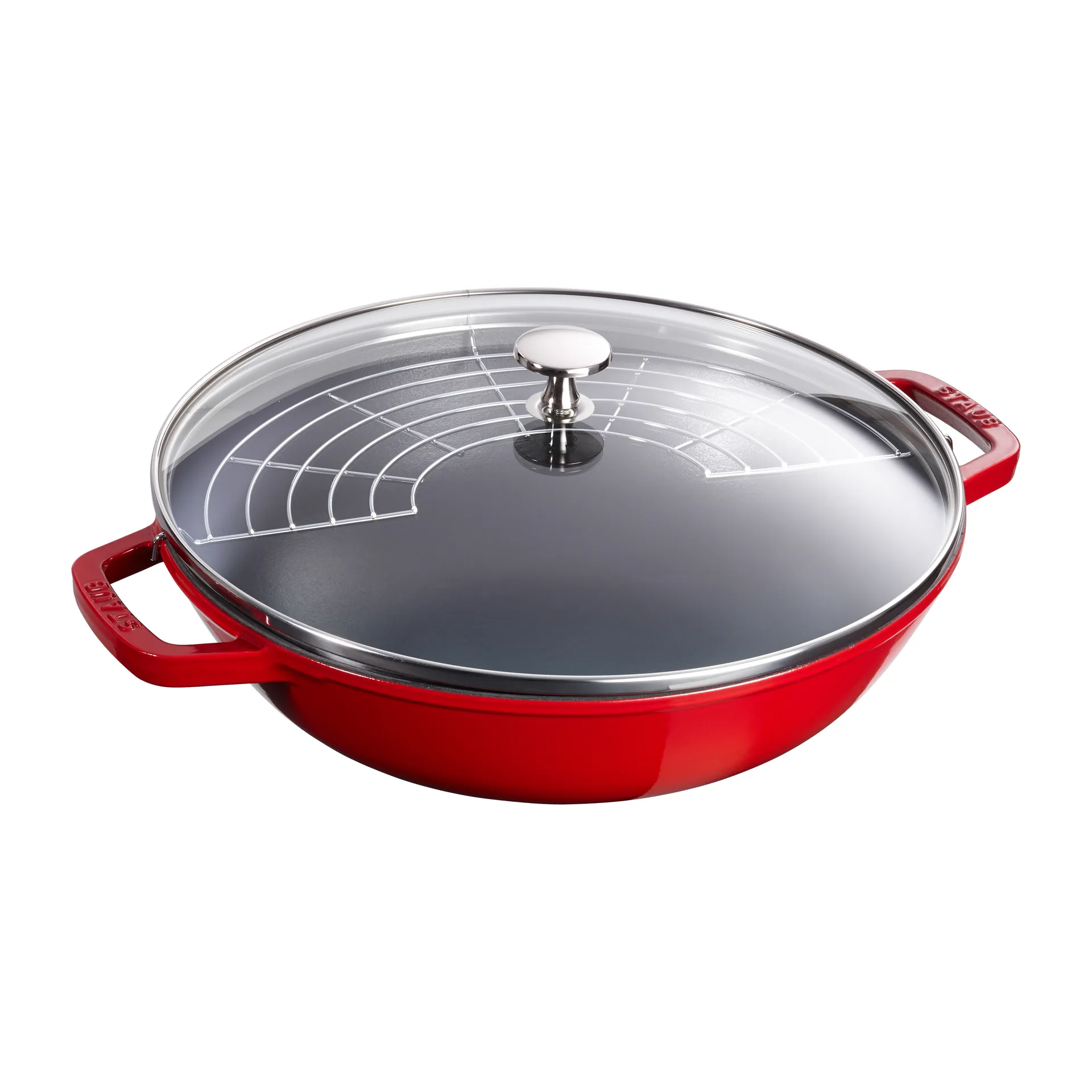 Wok com tampa de vidro Ø30 cm 4,4 L, Vermelho STAUB