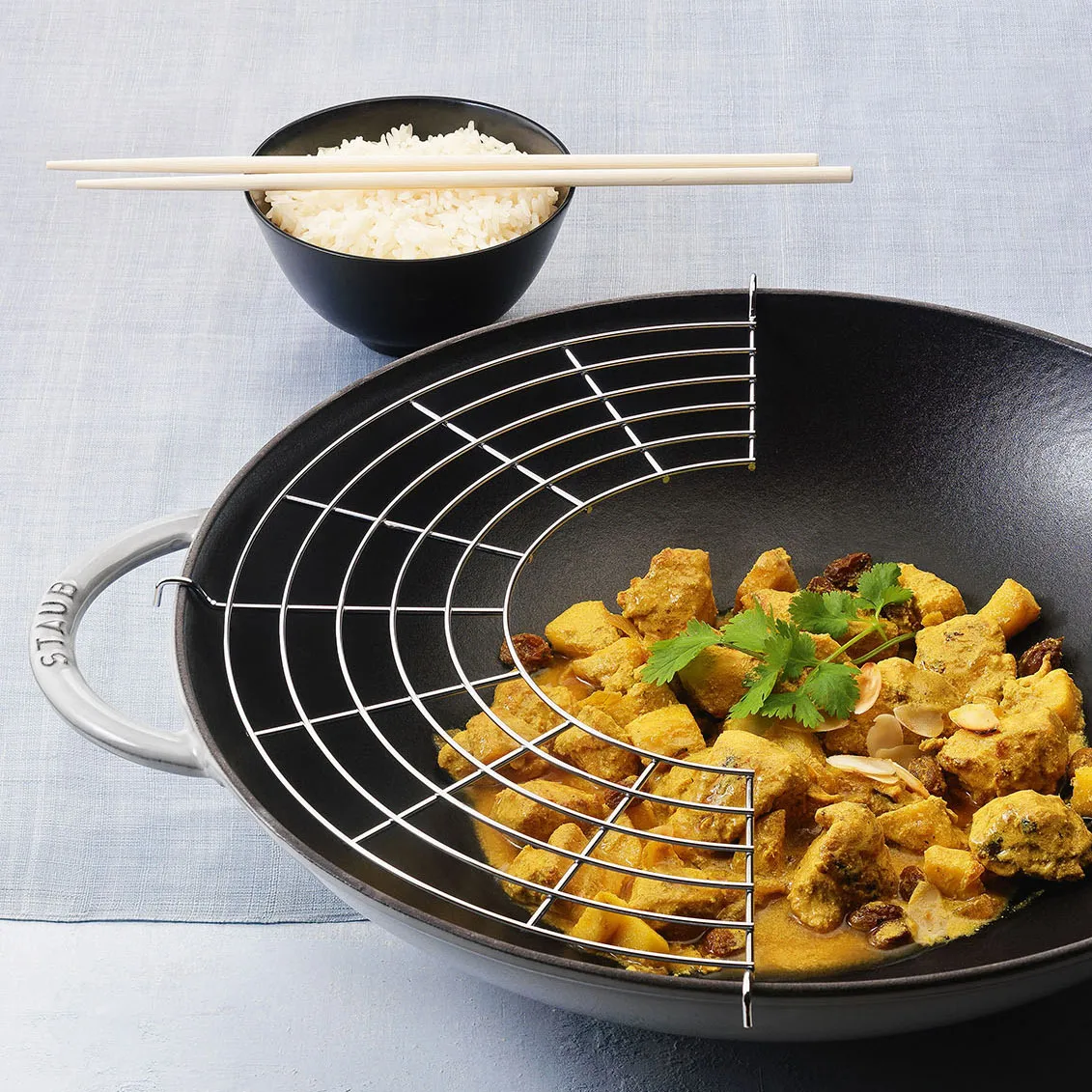 Wok com tampa de vidro Ø37 cm 5,7 L, cinza STAUB