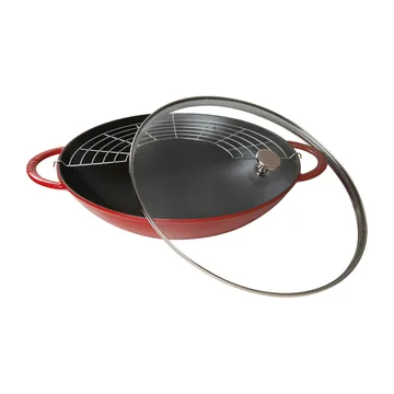 Wok com tampa de vidro Ø37 cm 5,7 L - Vermelho - STAUB