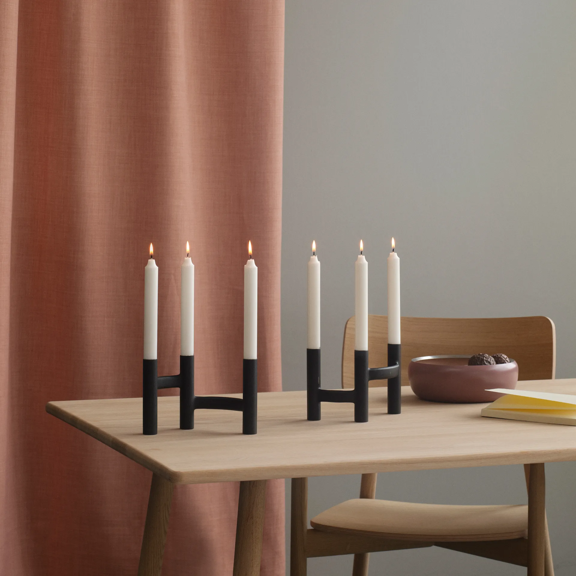 Suporte de velas triplo Ora, preto Stelton