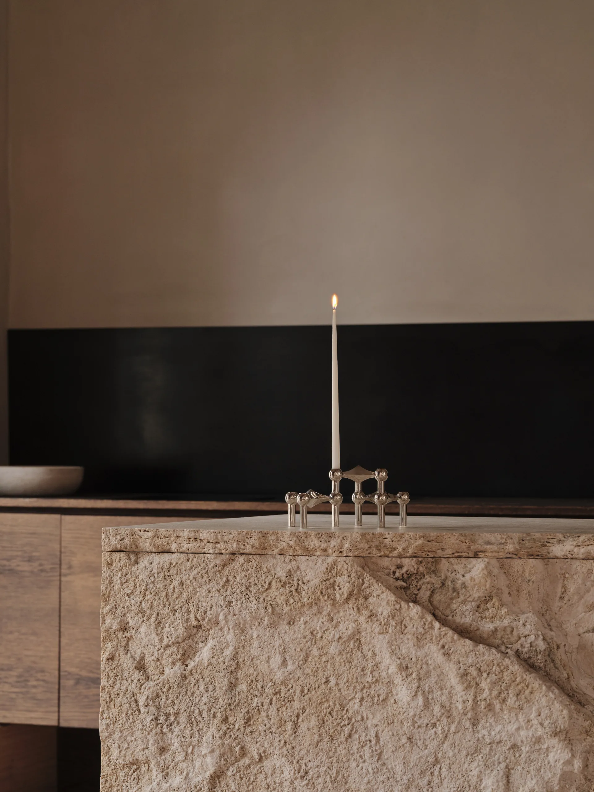 Castiçal STOFF Nagel 3 unidades + velas embalagem de 12 STOFF