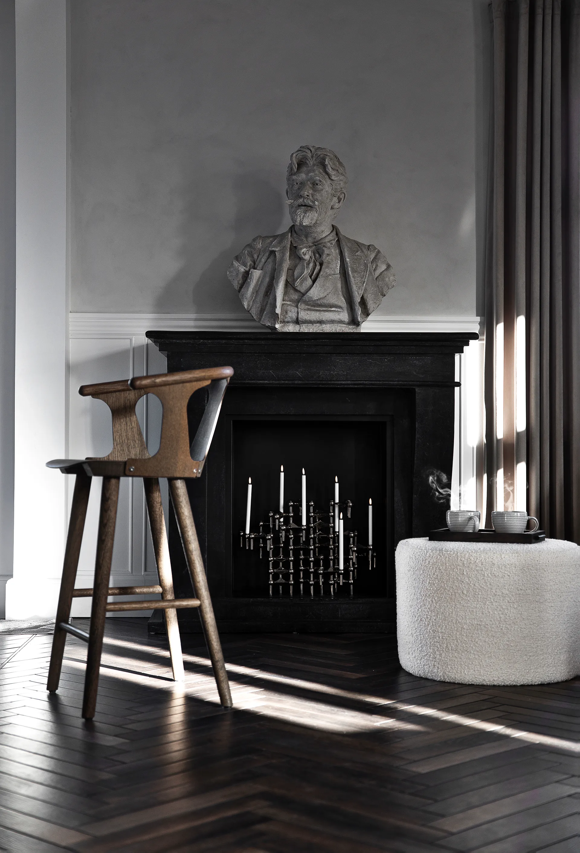 Nagel castiçal 3 unidades, Preto cromado STOFF