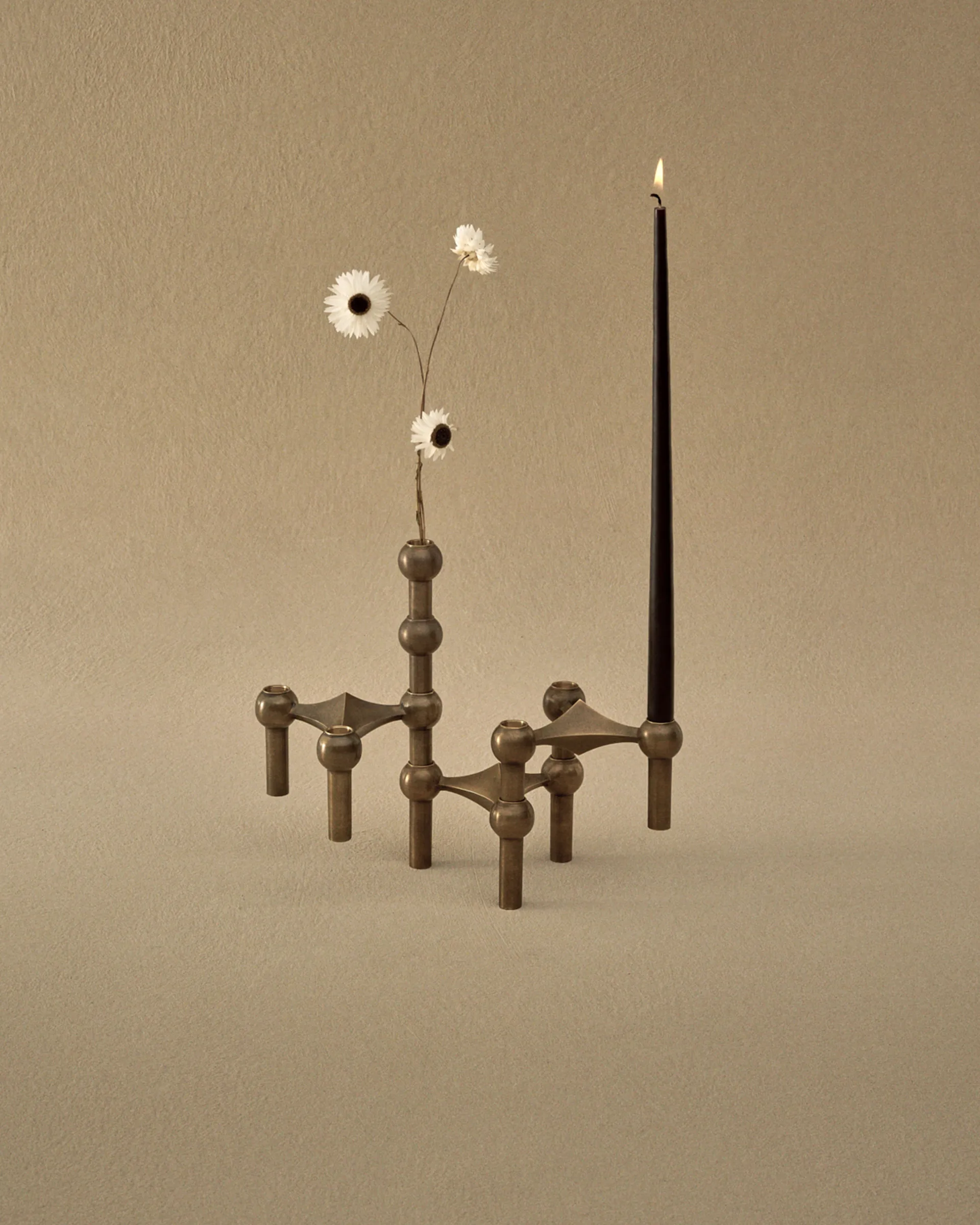 Nagel castiçal 3 unidades, Bronzed brass STOFF Nagel