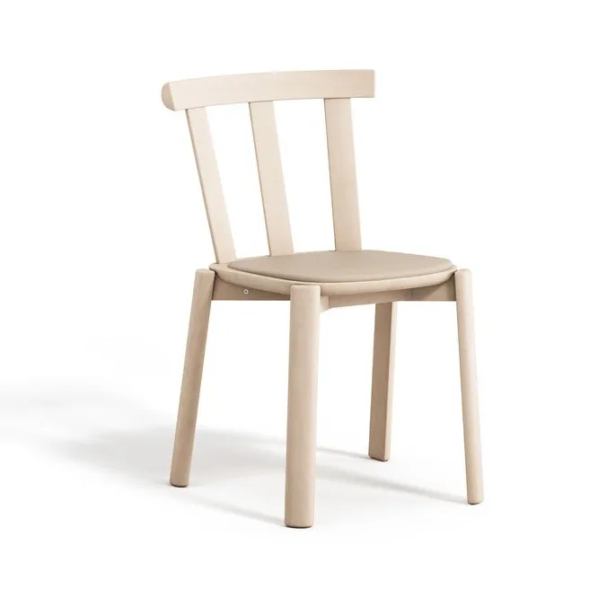 Alt cadeira com assento estofado e madeira de bétula, Hallingdal 65-200 bege-verniz fosto claro Stolab