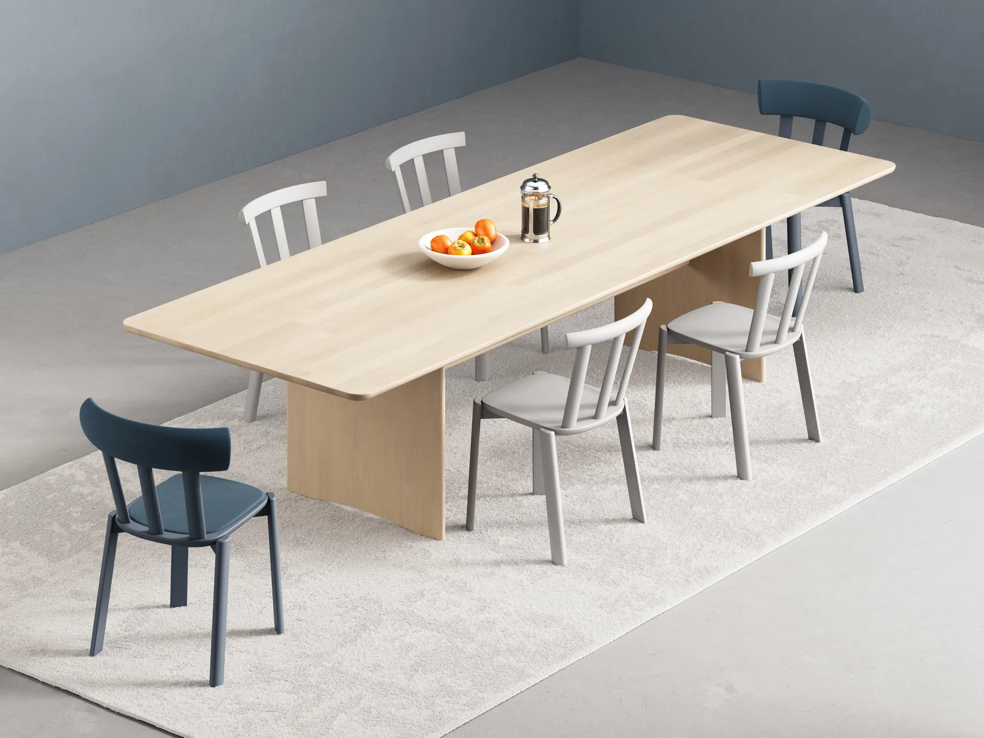 Alt cadeira com assento estofado e madeira de bétula, Vidar 4, 733 blue-åska 66 Stolab