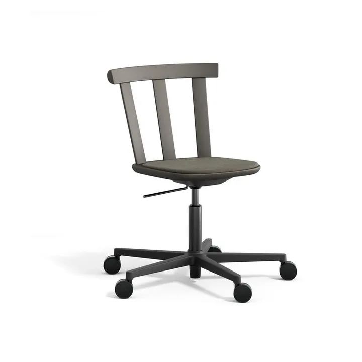 Alt cadeira giratória com assento estofado e estrutura de bétula - Hallingdal 65-153 dark grey-mörkgrå 62 - Stolab