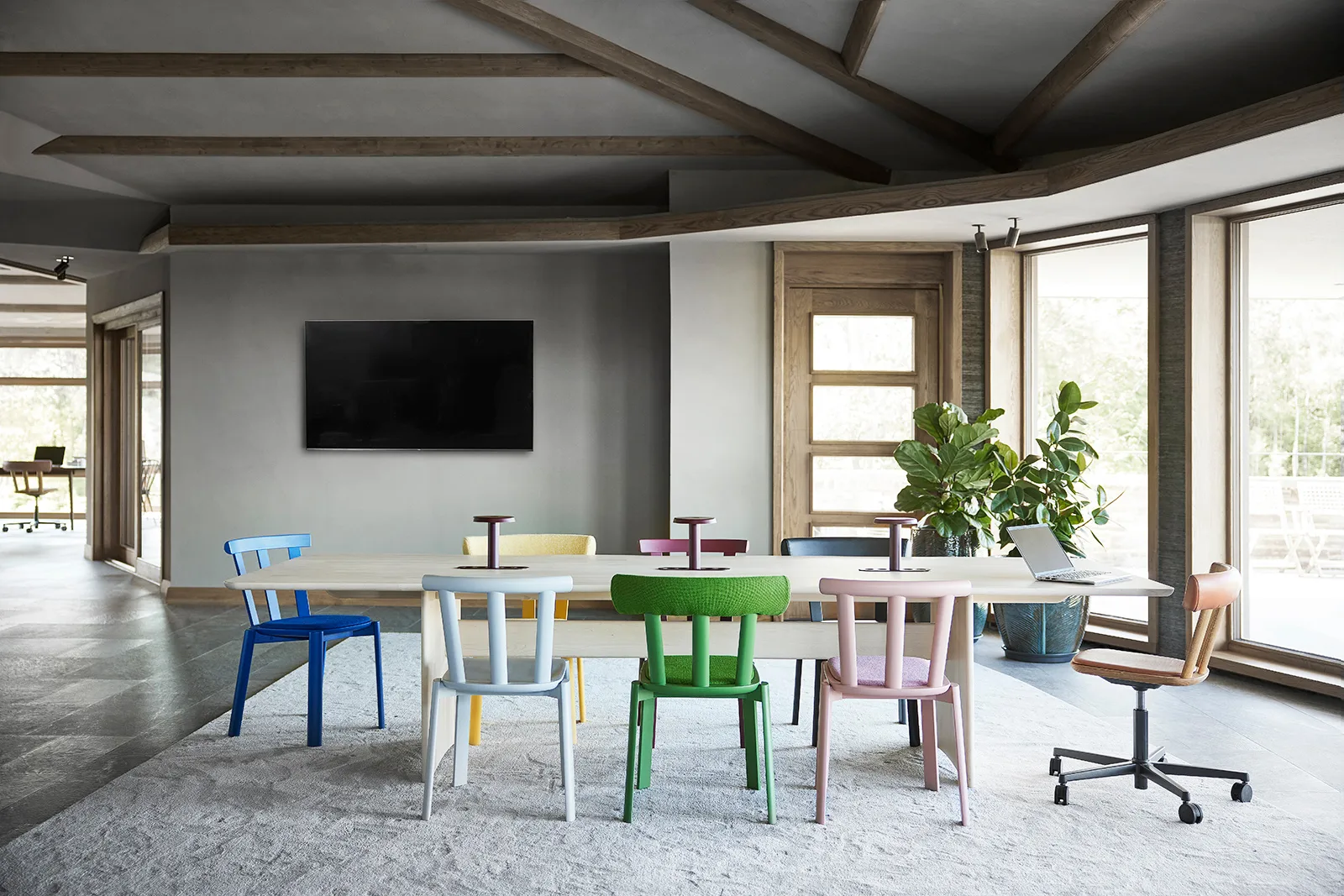 Alt mesa 320x110 cm bétula, Verniz fosco claro Stolab
