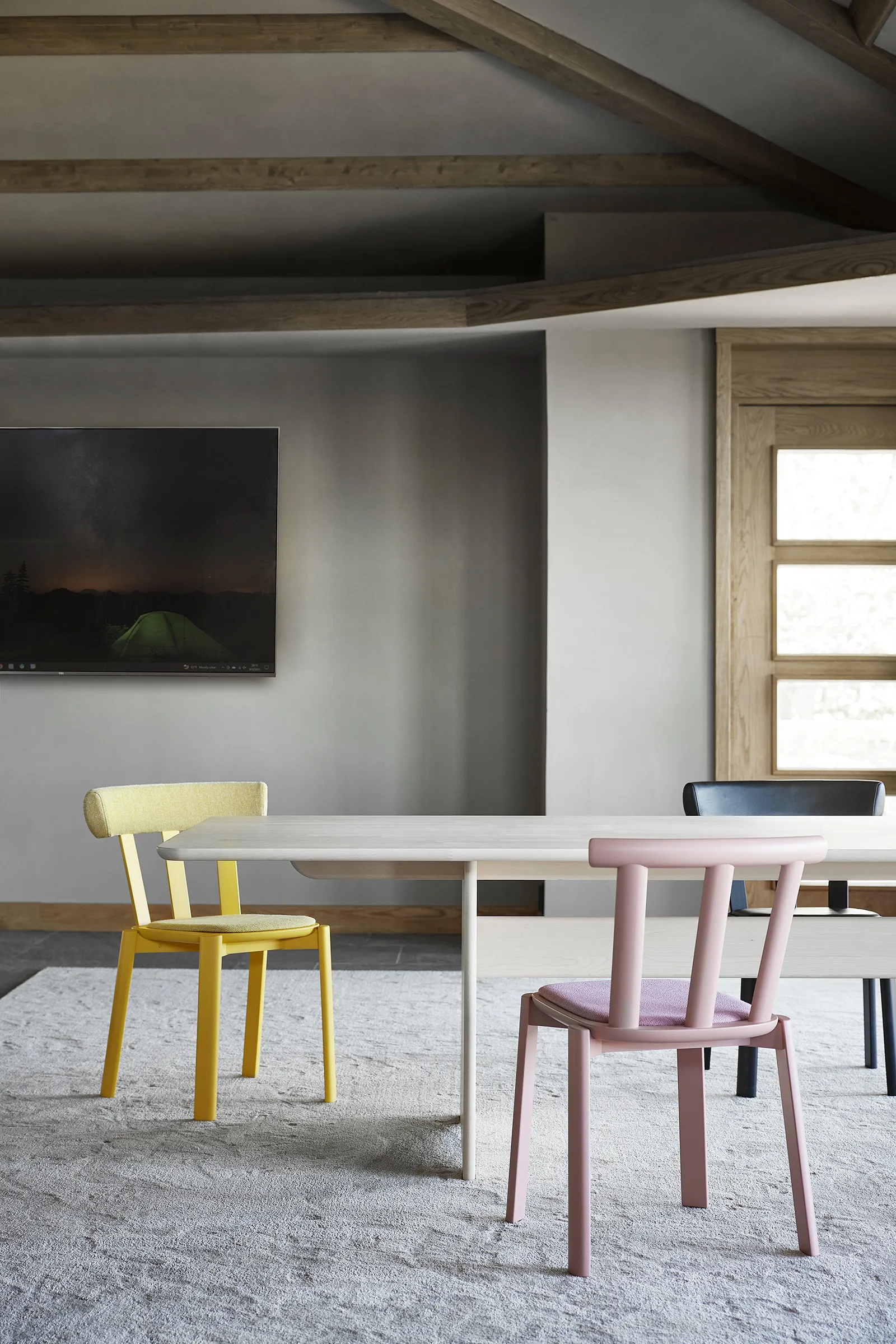Alt mesa 320x110 cm bétula, Verniz fosco claro Stolab