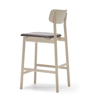 Cadeira bar Prima Vista - Couro Elmosoft castanho escuro-estrutura madeira clara mate, 65 cm - Stolab