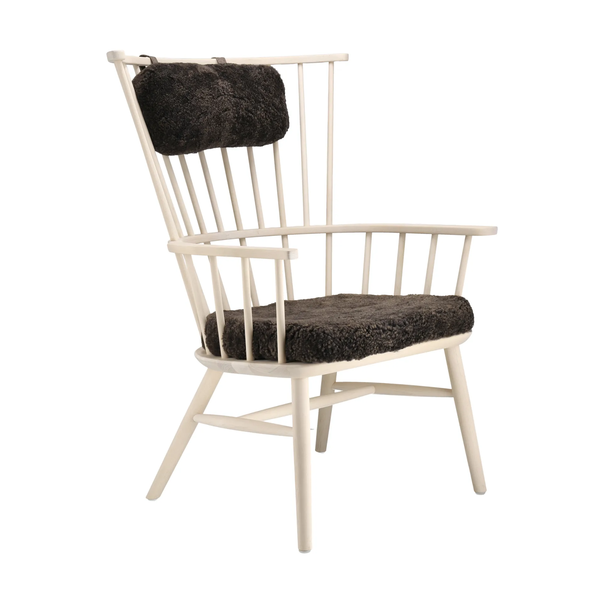 Cadeirão Henriette com almofada e almofada de pescoço Óleo branco-Espresso,  Stolab