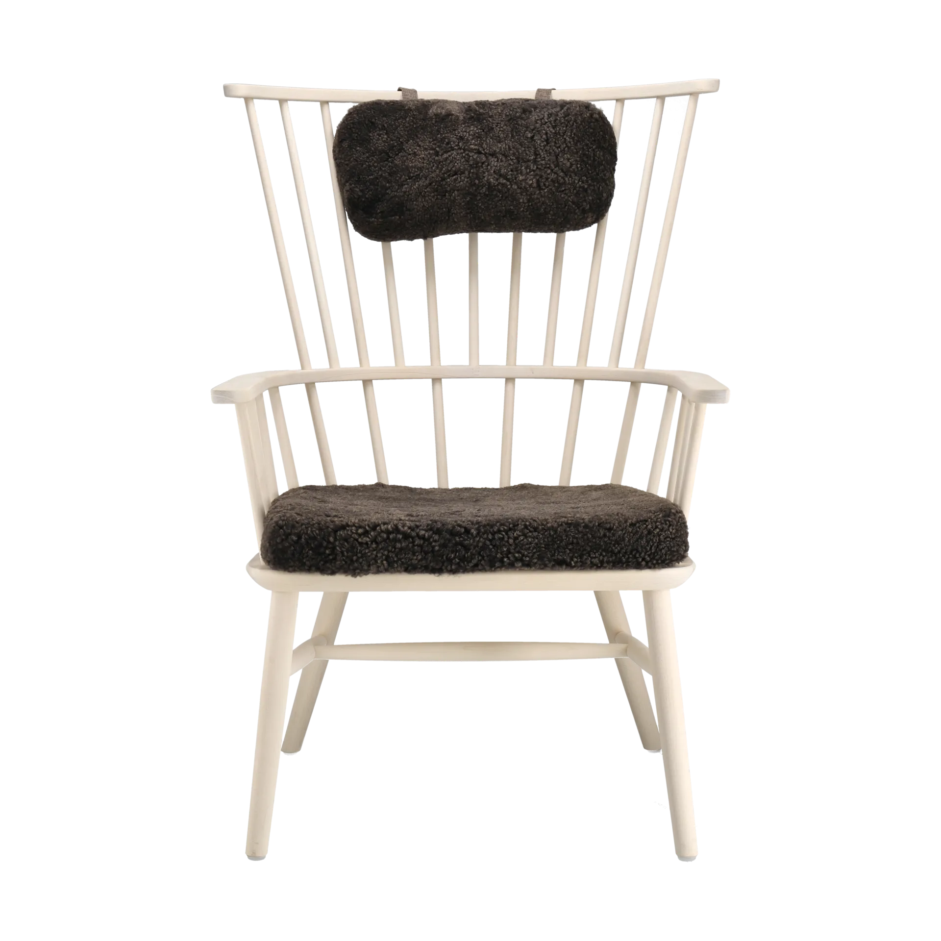 Cadeirão Henriette com almofada e almofada de pescoço Óleo branco-Espresso Stolab