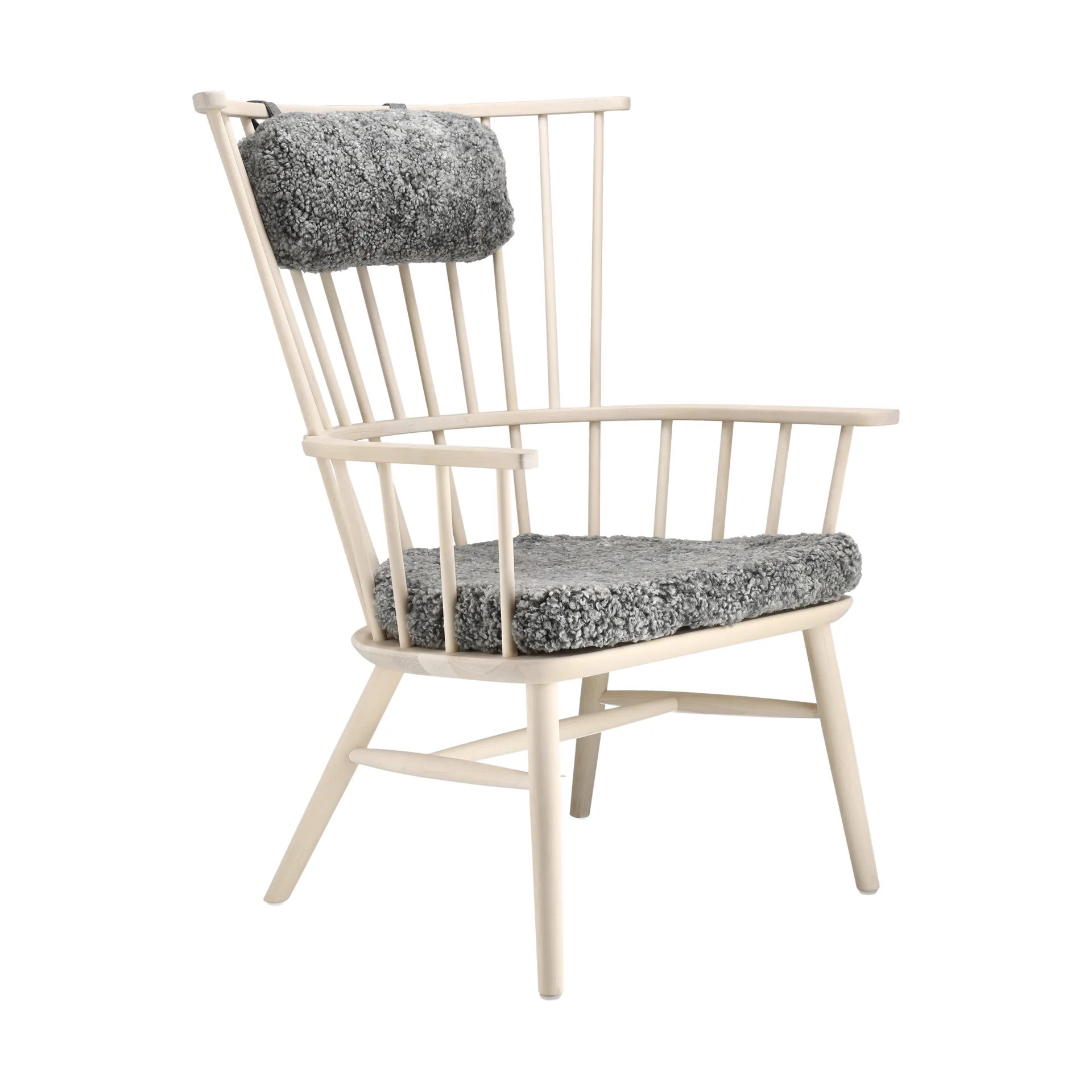 Cadeirão Henriette com almofada e almofada de pescoço Óleo branco-Scand. Grey Stolab