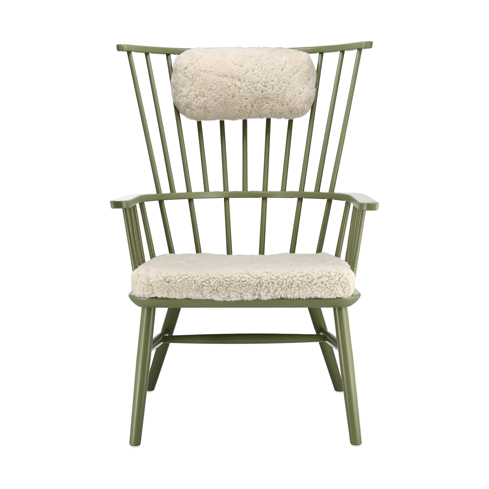 Cadeirão Henriette com almofada e almofada de pescoço Verde oliva-Moonlight Stolab
