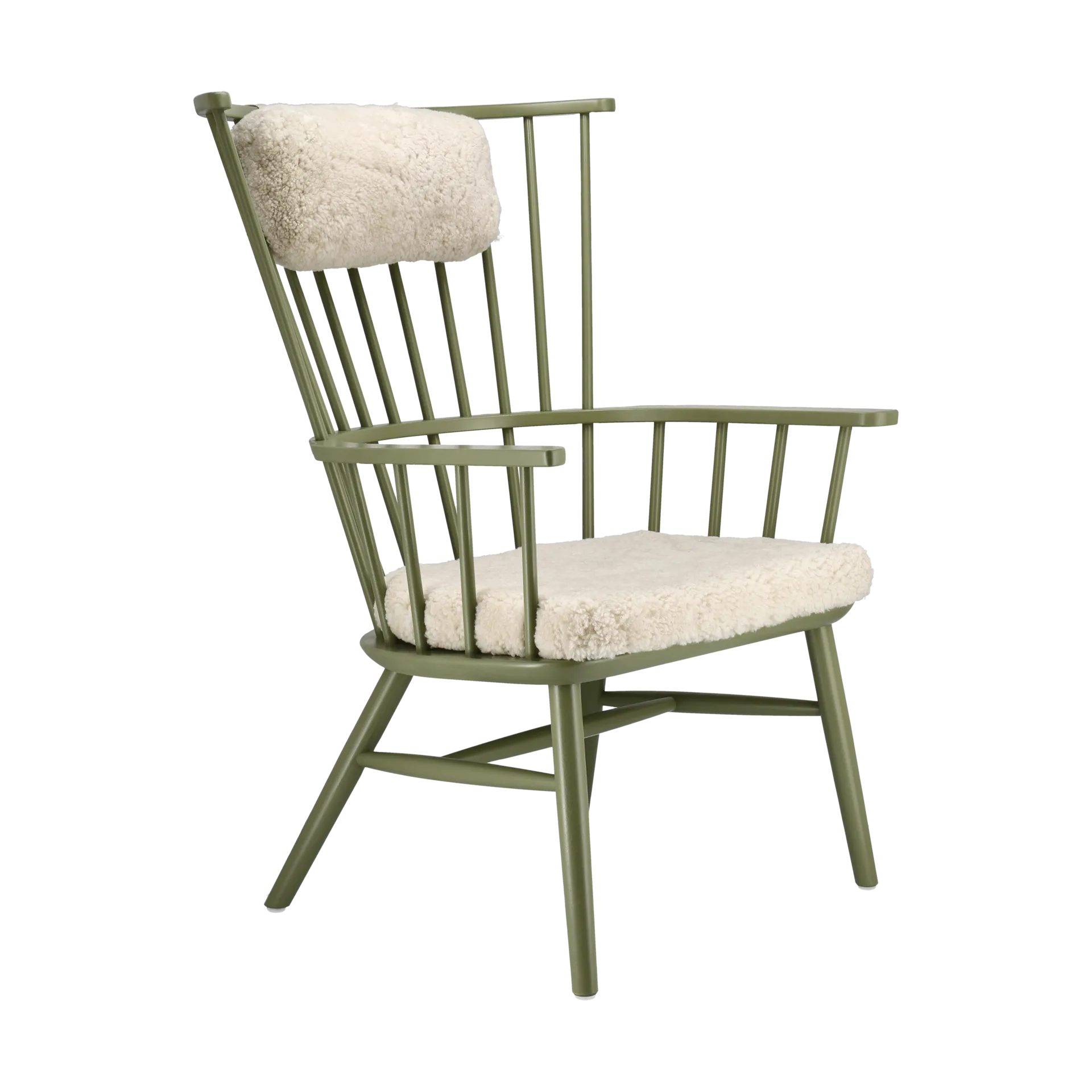 Cadeirão Henriette com almofada e almofada de pescoço Verde oliva-Moonlight Stolab