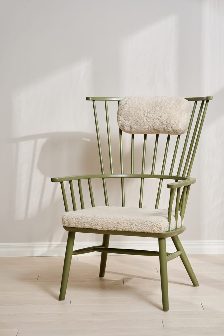 Cadeirão Henriette com almofada e almofada de pescoço Verde oliva-Moonlight Stolab