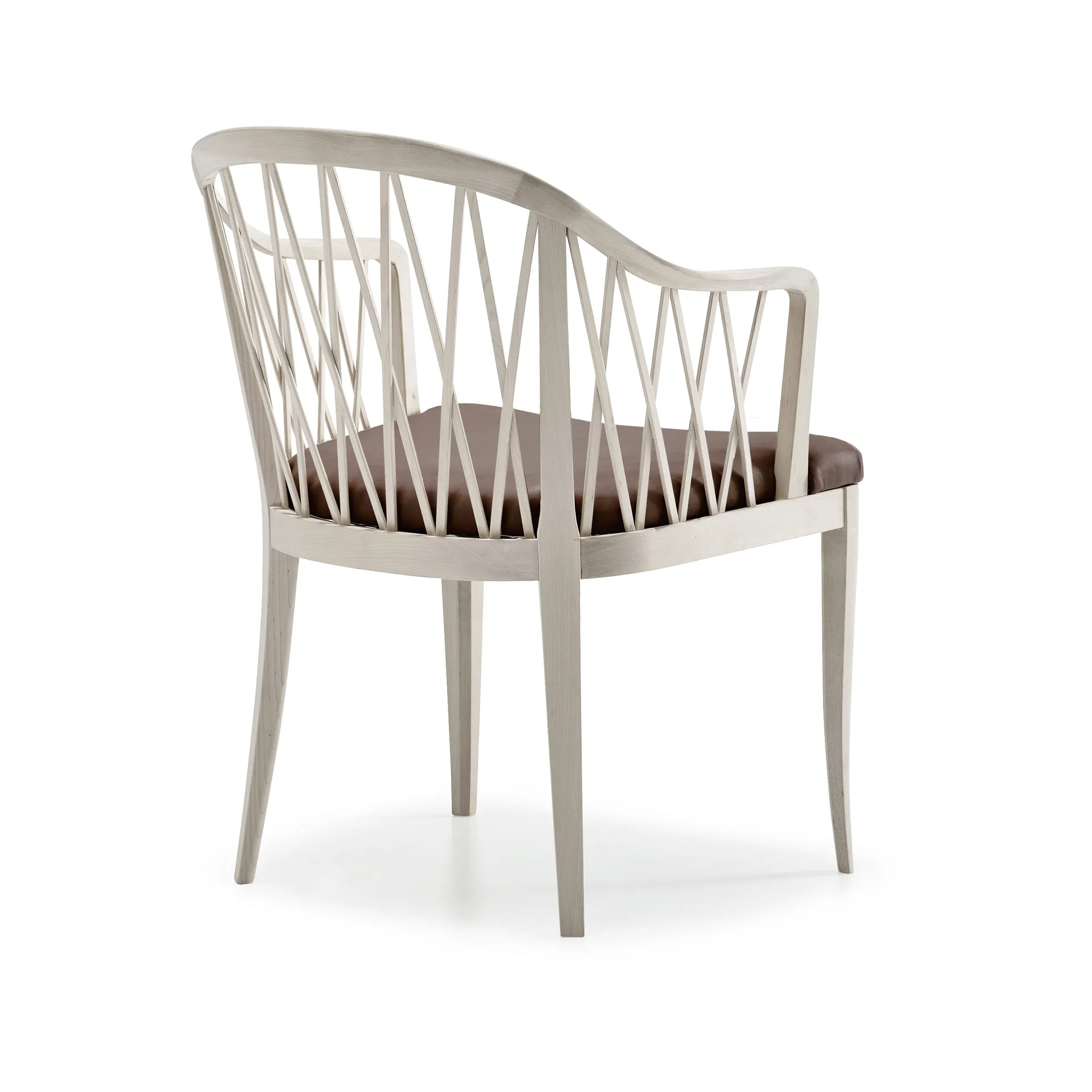 Poltrona Widemar, Couro castanho escuro, bétula verniz Stolab