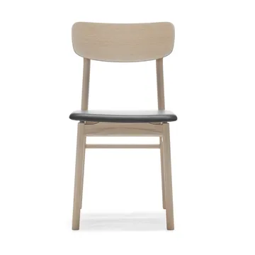 Prima Vista cadeira carvalho oleado branco - Couro Elmosoft 99001 black - Stolab