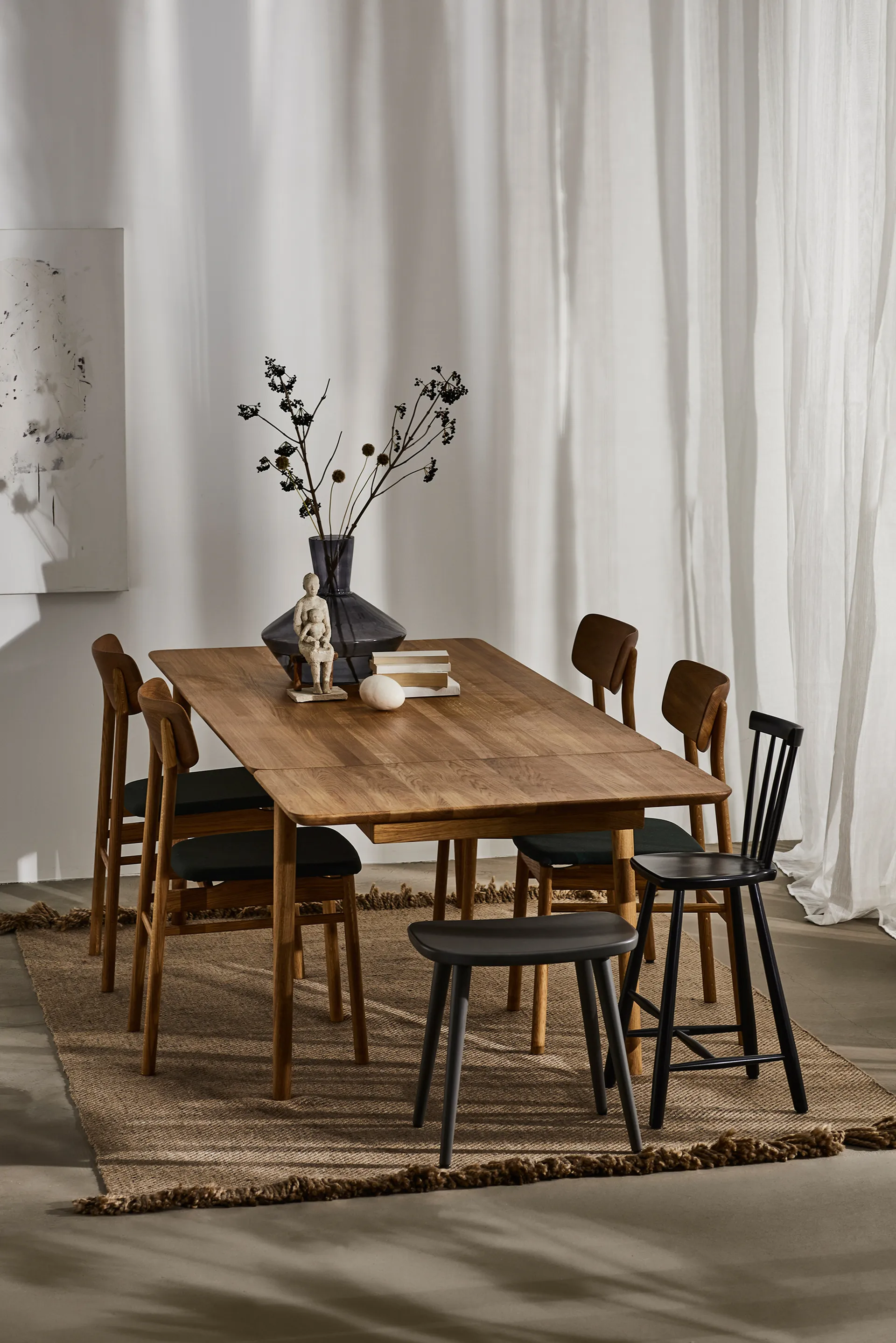 Prima Vista cadeira carvalho oleado, Couro elmotique 99001 black Stolab