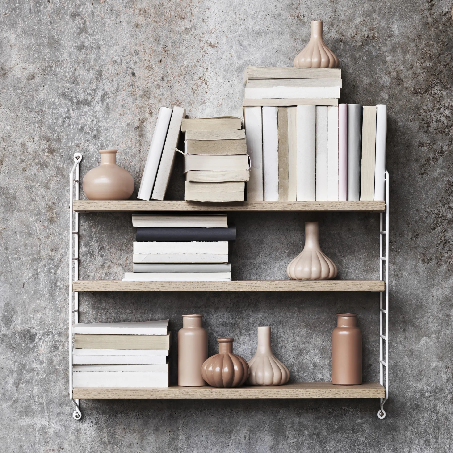 Estante de prateleiras carvalho-branco String Pocket, carvalho-branco String