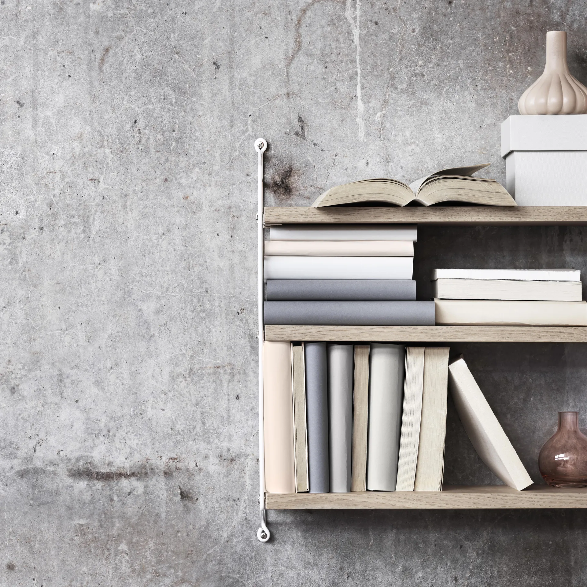 Estante de prateleiras carvalho-branco String Pocket, carvalho-branco String