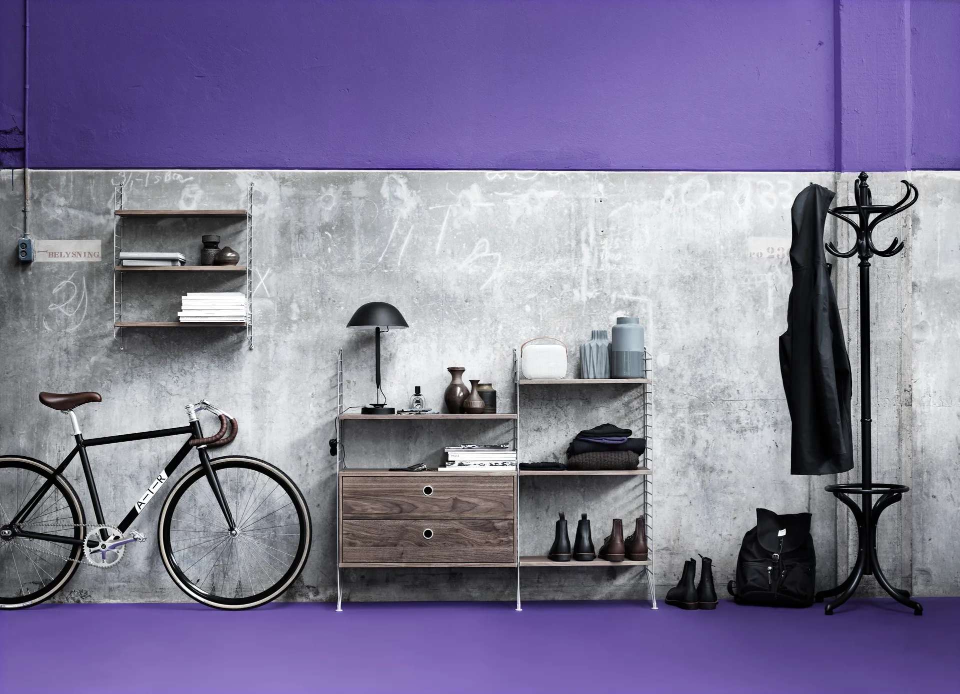 Painel de chão String, preto, 115x30 cm, 2 unidades String