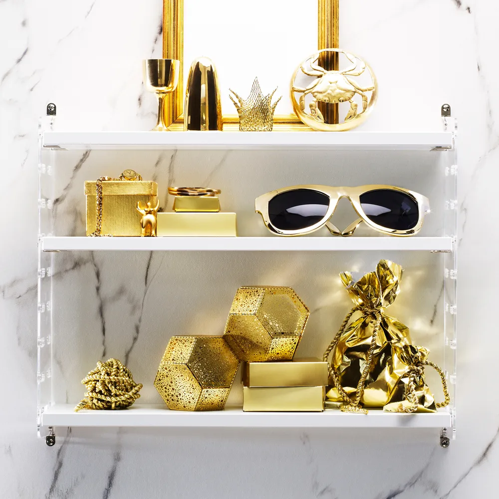 Painel de parede acrílico String, transparente, 50x20 cm, 2 unidades String