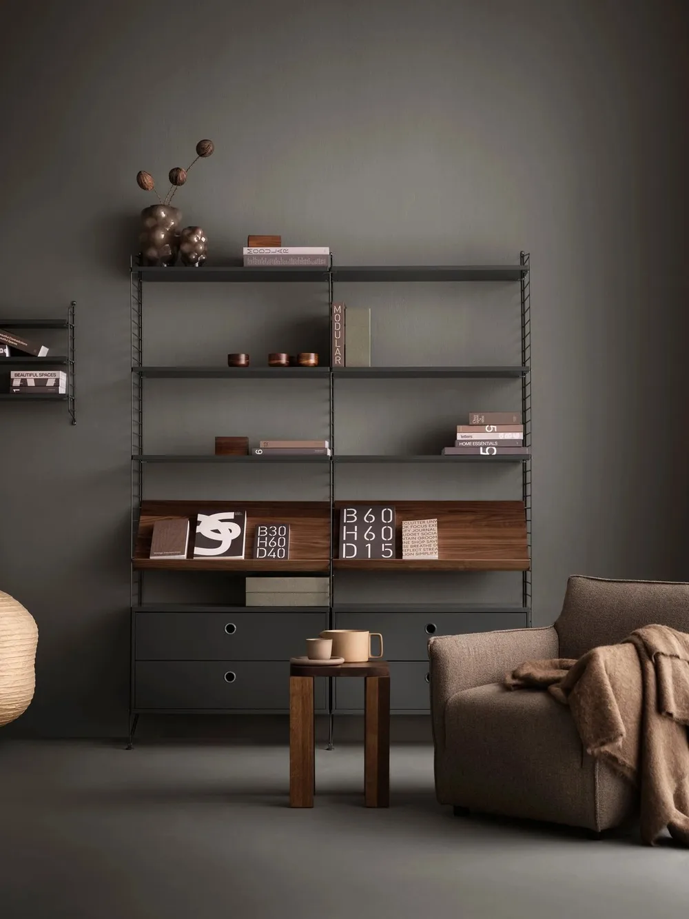 Painel de parede String, Cinza escuro, 50x30 cm, conjunto de 1 String