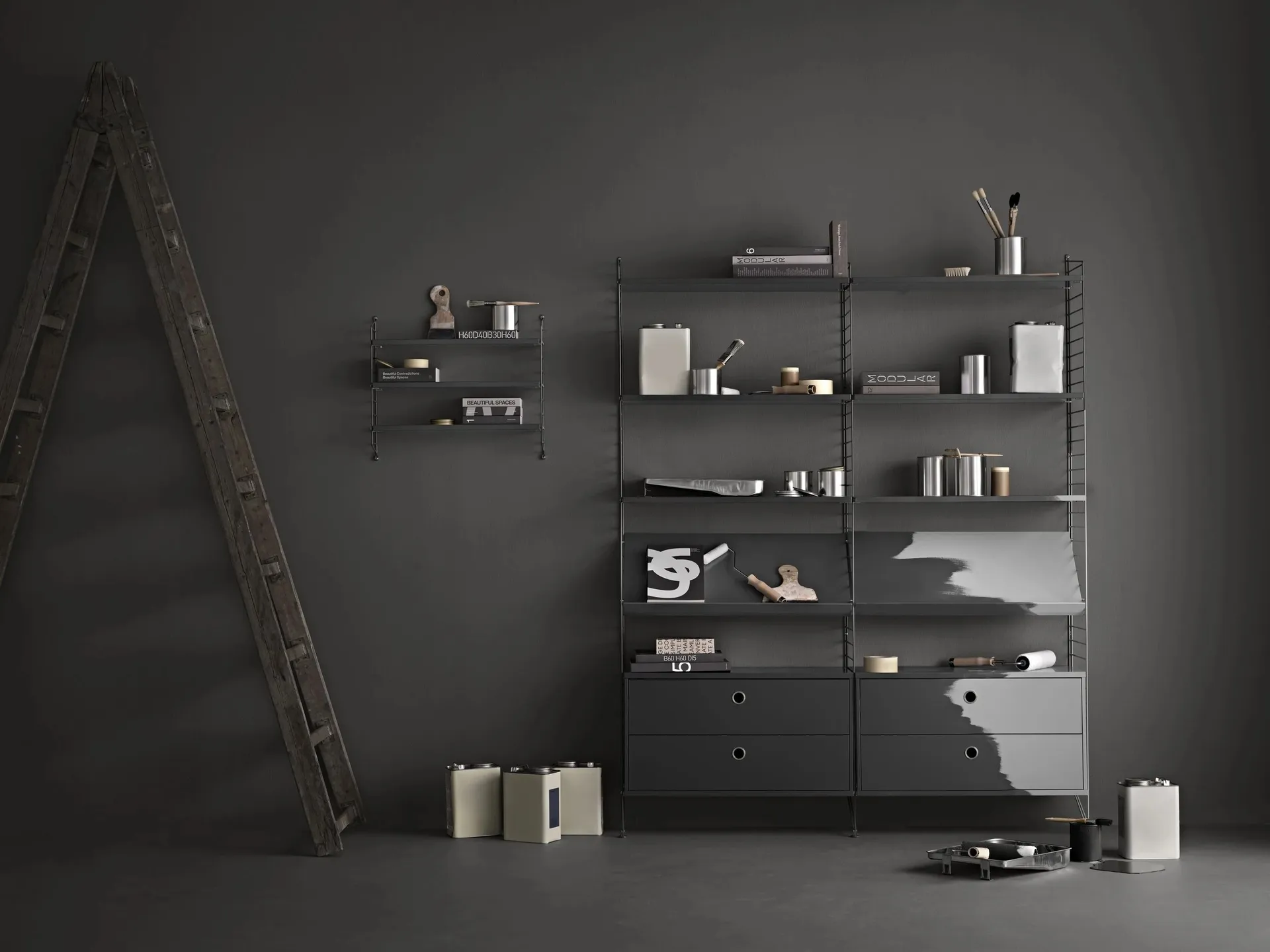 Painel de parede String, Cinza escuro, 75x20 cm, conjunto de 1 String