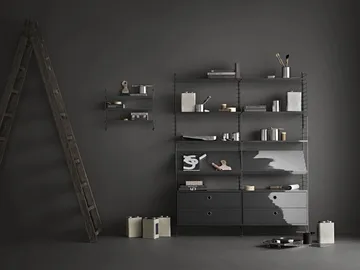 Painel de parede String - Cinza escuro, 75x20 cm, conjunto de 2 - String