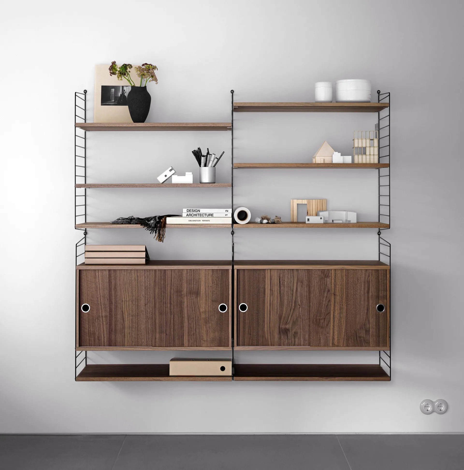 Painel de parede String, preto, 75x20 cm, 1 unidade String