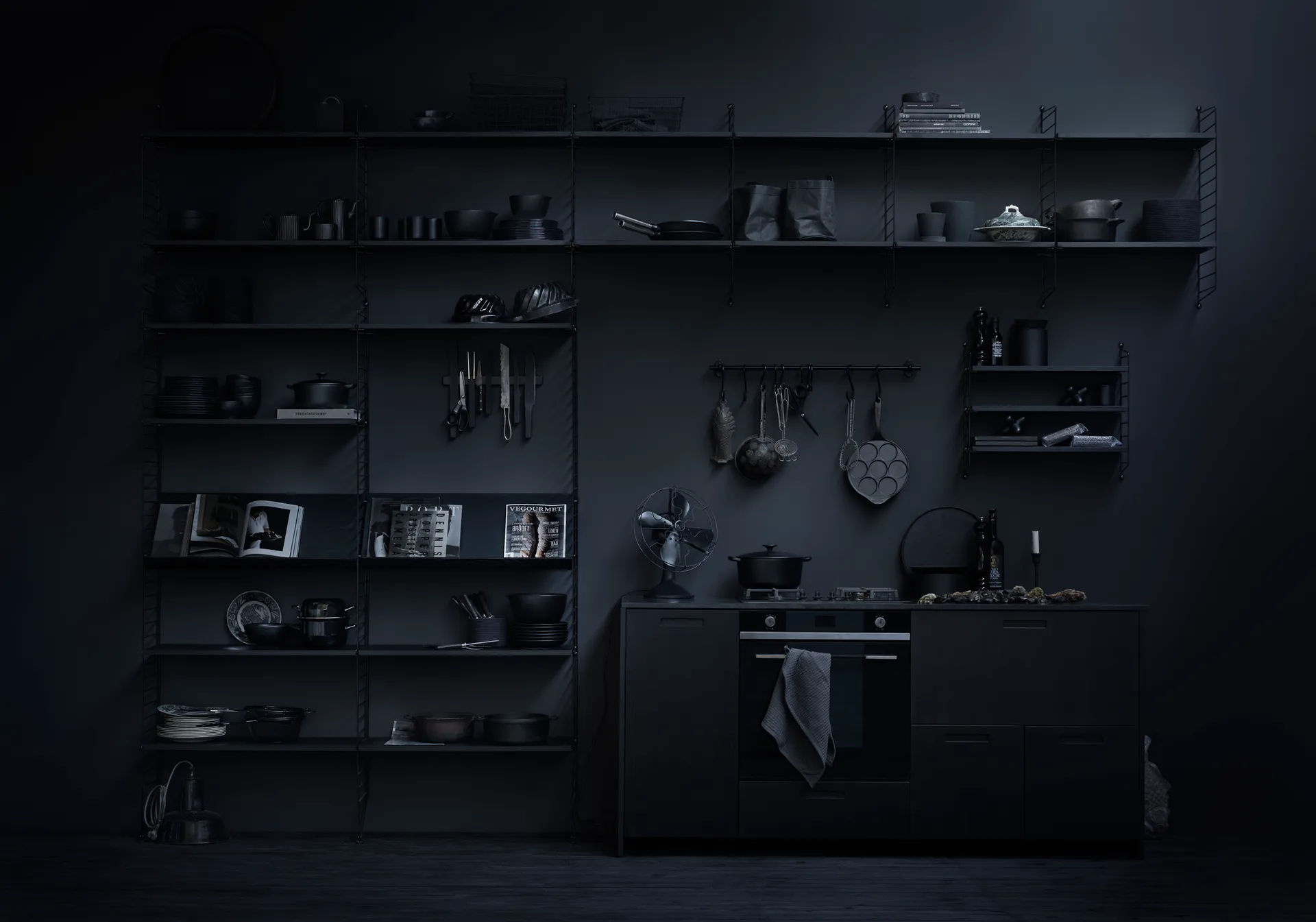 Painel de parede String, preto, 75x30 cm, 2 unidades String