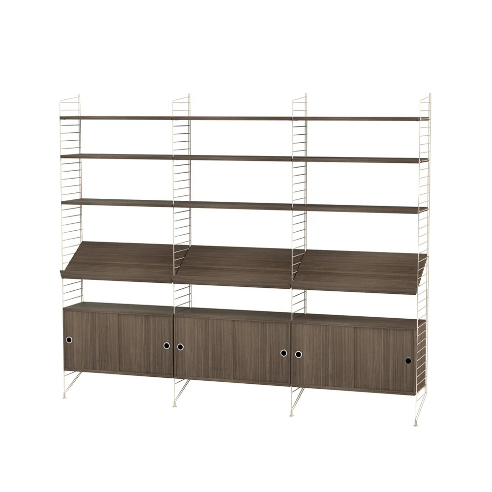 String sala de estar nogueira e bege - combinação G String