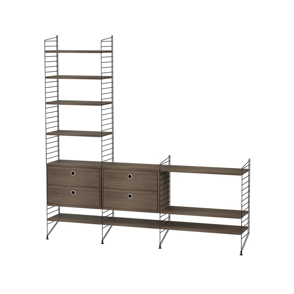 String sala de estar nogueira e preto - combinação J String