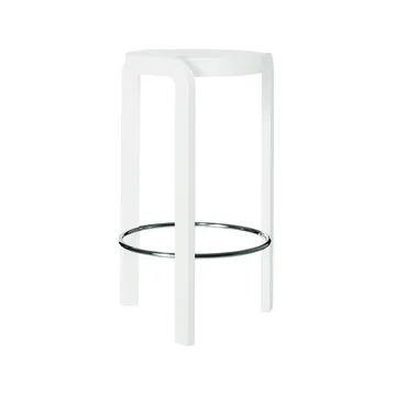 Banco Bar Spin  - Esmalte branco cinza, anel de pé cromado - Swedese