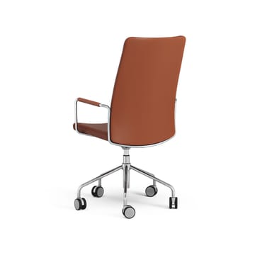Cadeira de escritório alta altura ajustável/Rebaixado sem falhas - Elmosoft 33001 couro castanho-cromada  - Swedese