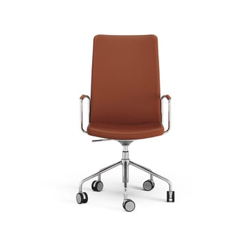 Cadeira de escritório alta altura ajustável/Rebaixado sem falhas - Elmosoft 33001 couro castanho-cromada  - Swedese