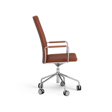 Cadeira de escritório alta altura ajustável/Rebaixado sem falhas - Elmosoft 33001 couro castanho-cromada  - Swedese