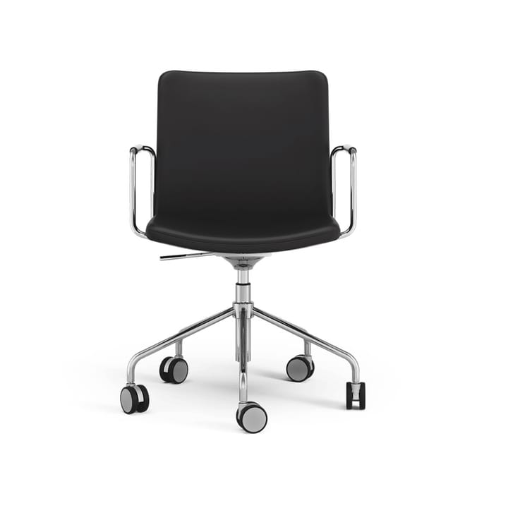 Cadeira de escritório Stella altura ajustável com flexibilidade, Couro Elmosoft 99999 Preto, cromo preto  Swedese