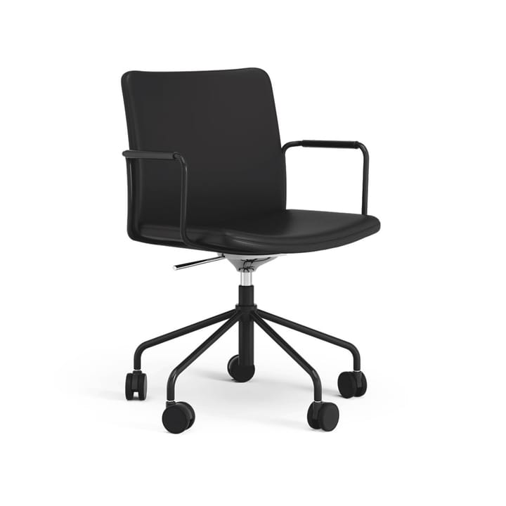 Cadeira de escritório Stella altura ajustável com flexibilidade - Couro Elmosoft 99999 Preto, suporte preto  - Swedese