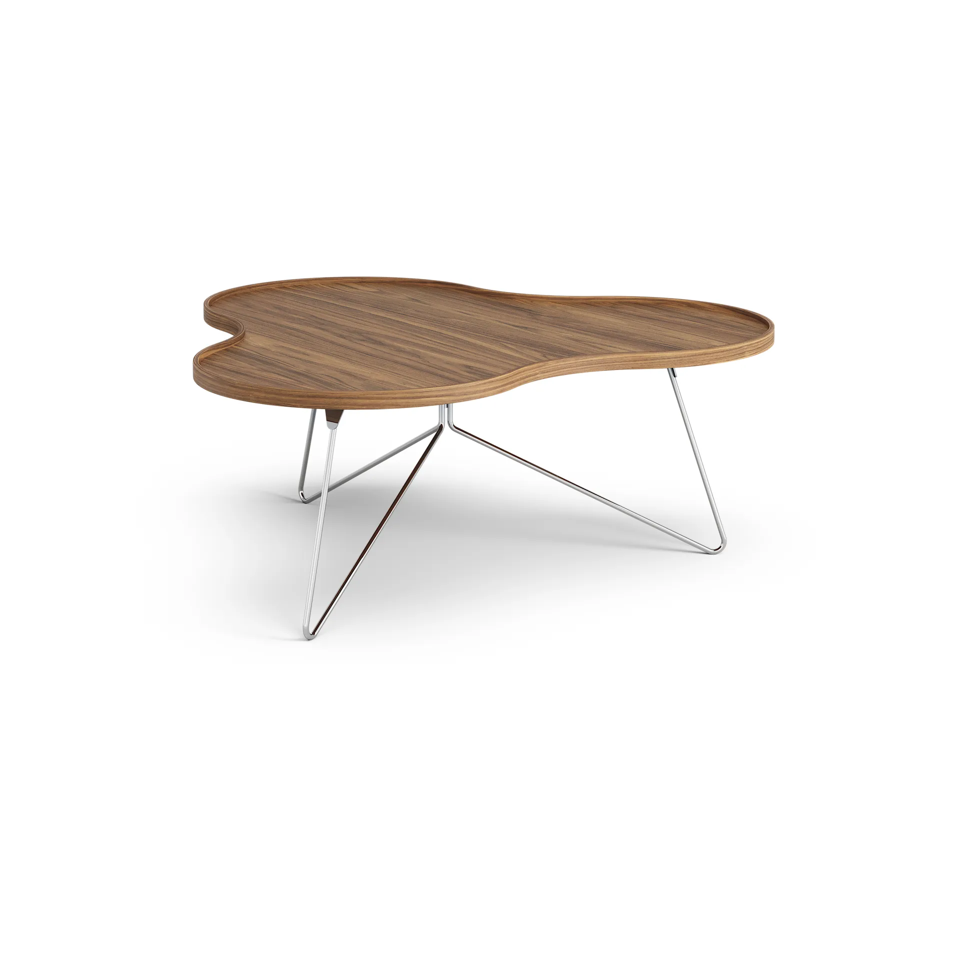 Flower mono mesa edição especial 107x114 cm, H45 cm-nogueira lacada- aço cromado Swedese