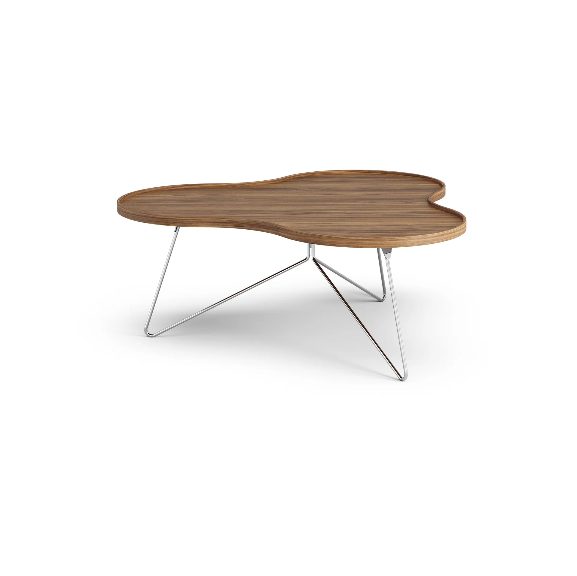 Flower mono mesa edição especial 107x114 cm, H45 cm-nogueira lacada- aço cromado Swedese