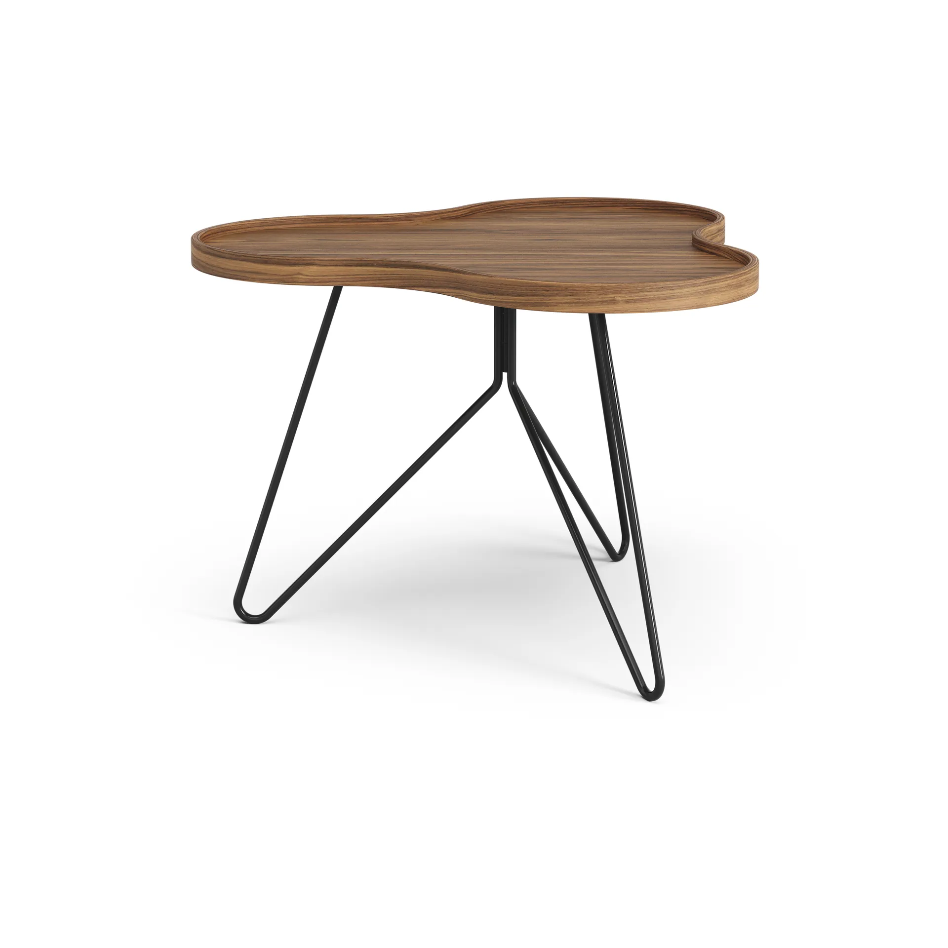 Flower mono mesa edição especial 62x66 cm, H45 cm-nogueira lacada - aço lacado preto Swedese