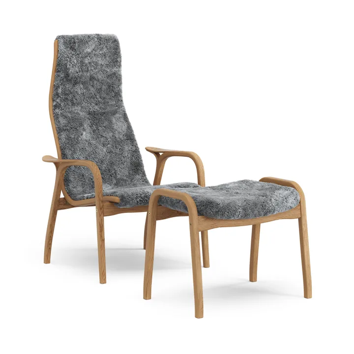 Lamino poltrona e apoio para os pés em carvalho oleado/pele de ovelha - Scandinavian Grey (cinzento) - Swedese