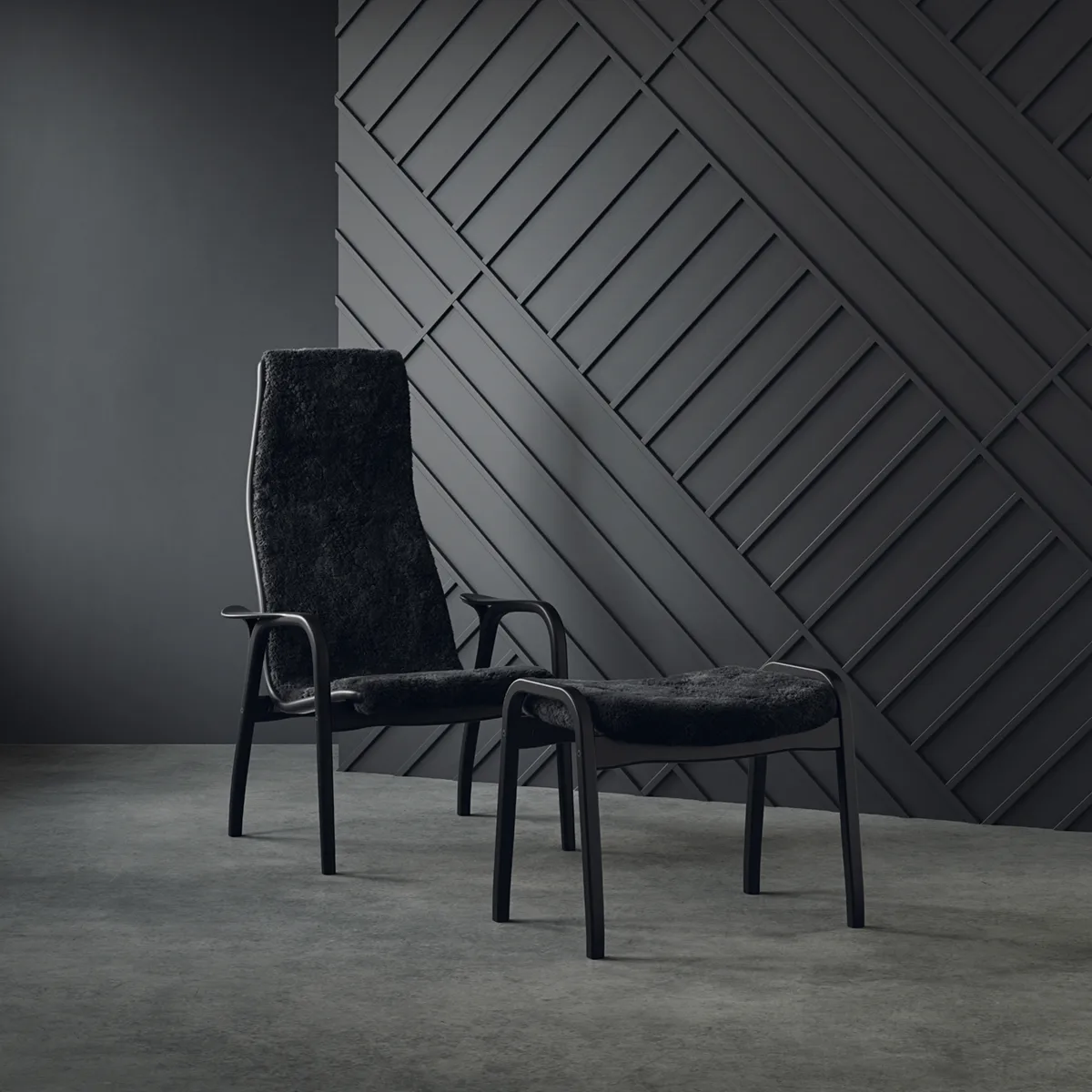 Lamino poltrona e descanso para os pés edição preta, Preto Swedese