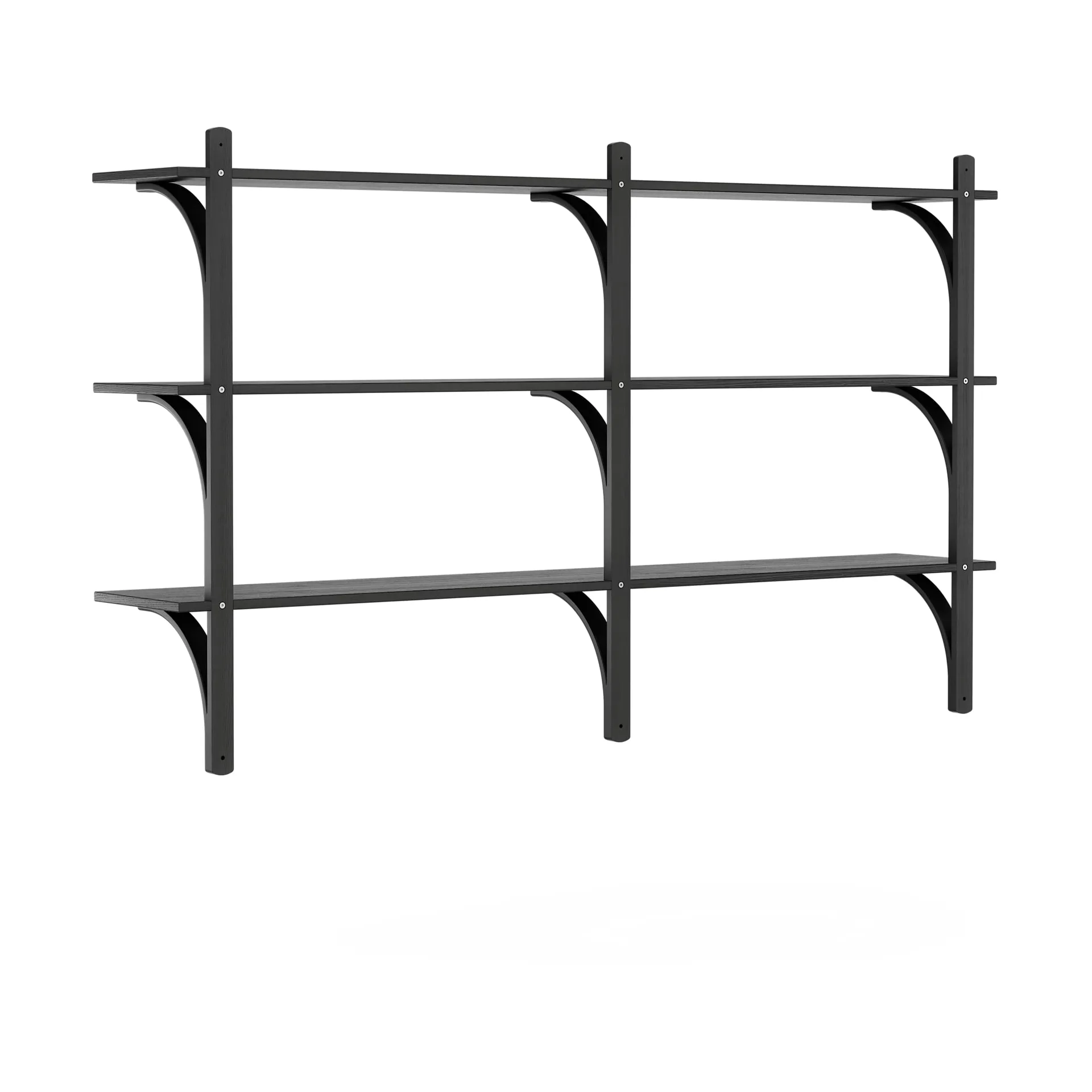 Levi hylla 3 prateleiras, Freixo envernizado em preto-latão, 180 cm Swedese