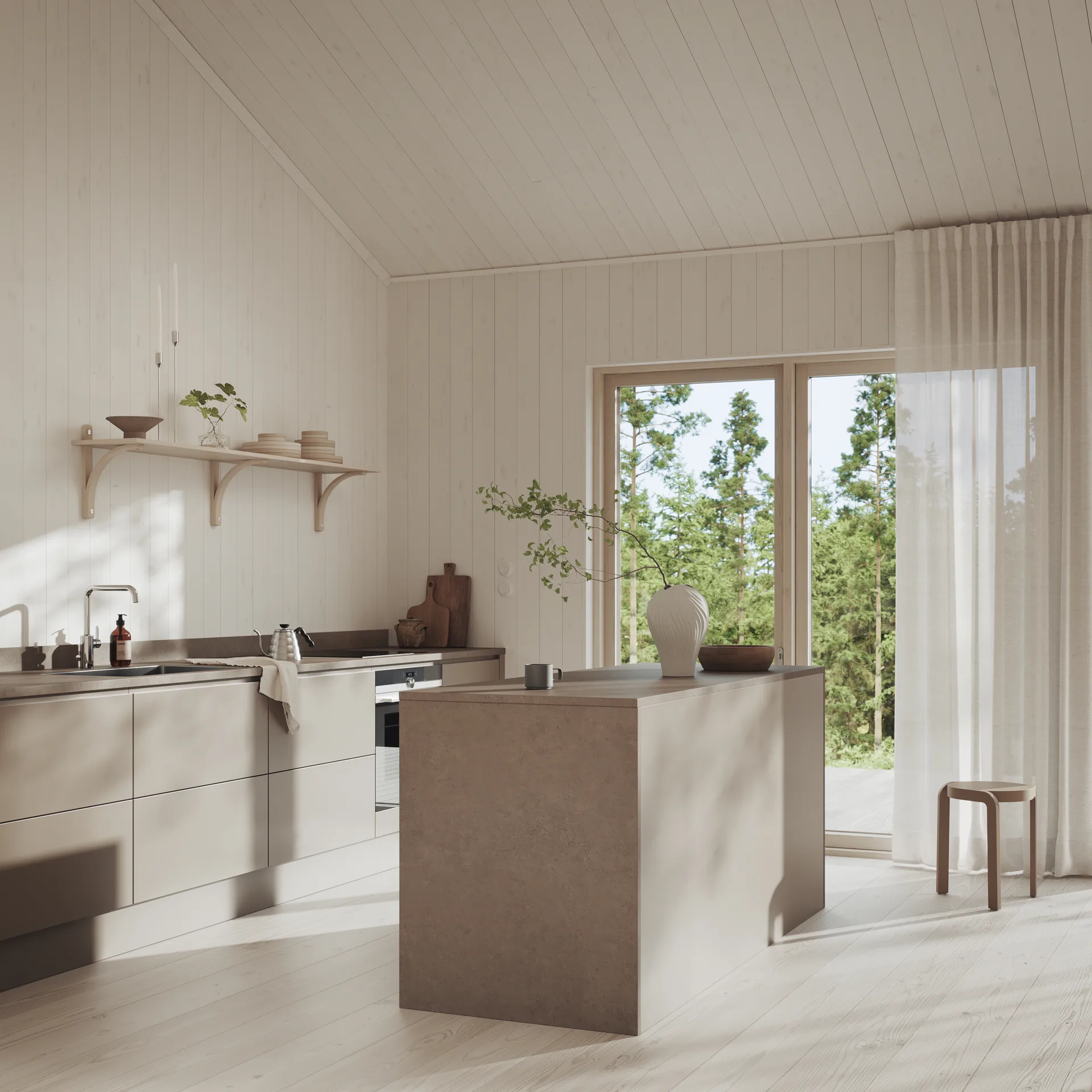 Levi prateleira, Carvalho com pigmento branco-latão, 2 prateleiras, 90 cm Swedese