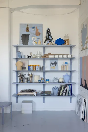 Levi prateleira - Carvalho tingido de branco-aço inoxidável, 2 prateleiras, 90 cm - Swedese